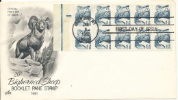 USA FDC 8-1-1982 10 Stamps Booklet Pane Bighorned Sheep With ArtCraft Cachet - 1981-1990