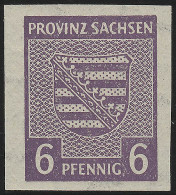 SBZ 69Xa Provinzwappen 6 Pf, Wz.1X, Grauoliv, Geschnitten, ** - Neufs