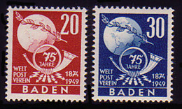 56-57 Baden Weltpostverein 1949, Satz ** - Bade