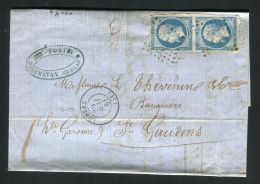 Belle Lettre De Lombez Pour Saint Gaudens ( Haute Garonne 1861 ) Avec Une Paire De N° 14B - 1849-1876: Classic Period