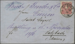 33a Reichsadler 10 Pfennige EF Brief Giessen 16.11.76 Nach Sulzbach 17.11. - Lettres & Documents