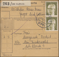 644 Heinemann 2x 1,- DM Als MeF Auf Paketkarte GROSSHEIDE 21.12.71 - Briefe U. Dokumente