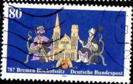 RFA Poste Obl Yv:1161 Mi:1329 1200.Jahre Bremen Bischofssitz (Lign.Ondulées) (Thème) - Kerken En Kathedralen