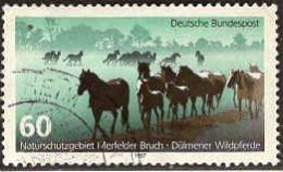 RFA Poste Obl Yv:1160 Mi:1328 Naturschutzgebiet Merfelder Bruch (Beau Cachet Rond) (Thème) - Paarden
