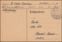 Feldpost Handschriftlich Ballonabwehrzug K.B. 1. ARMEEKORPS 16.2.15, Postkarte - Occupation 1914-18