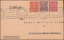 Reichsdienstsache 24+25+30 Dienstmarken Auf Postkarte BERLIN 28.6.1922 - Oficial