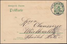 Bayern Postkarte P 66/03 Von VOLKACH 14.6.1905 Nach HALL (SCHWÄBISCH) 15.6.05 - Entiers Postaux