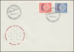 1959 Schweiz 681/82 PTT-Konferenz In Montreux, Satz Mit Zudruck REUNION Auf FDC - Europäischer Gedanke