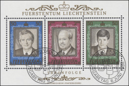 Liechtenstein Block 13 Thronbesteigung  Von Fürst Franz Josef II, ESSt 6.6.1988 - Usados