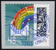 3743 Welt Der Briefe: Regenbogenbrief 48 Cent, Selbstklebend, EV-O Bonn - Usados