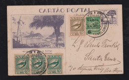 Brazil Brasil 1934 VARIG Airmail Uprated Picture Stationery Postcard SANTA CRUZ - Poste Aérienne (Compagnies Privées)