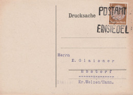 Deutsches Reich Karte Mit Tagesstempel Not Einsiedel Mnichov U Mariánských Lázní 1938 Sudetenland - Occupation 1938-45