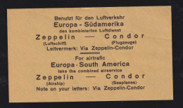 Brazil Brasil Ca 1931 Zeppelin Condor Flyer - Airmail (Private Companies)