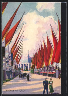 AK Chicago, A Century Of Progress 1933, Avenue Of Flags  - Exhibitions