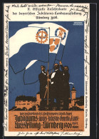 AK Nürnberg, Bayerische Jubiläums-Landesausstellung 1906, Männer Schwenken Fahnen  - Esposizioni