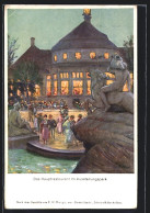 Künstler-AK München, Gewerbe-Ausstellung 1922, Hauptrestaurant Im Ausstellungspark  - Exposiciones