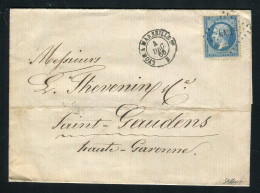 Belle Lettre D'Avignon Pour Saint Gaudens ( 1866 ) Avec Un N° 22 - Cachet Ambulant LM1° - 1849-1876: Classic Period