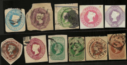 Great  Britain     .  11  Fragments From Postcards    .  O      .     Cancelled - Used Stamps