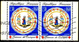 France Poste Obl Yv:2646a Mi:2773C Faïences De Quimper Paire (Lign.Ondulées) - Used Stamps