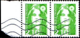 France Poste Obl Yv:2622 Mi:2754A Marianne De Briat-Jumelet Paire (Lign.Ondulées) - Used Stamps