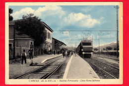 ITALIA - Abruzzo - Cartolina Viaggiata Nel 1954 - Carsoli (L'Aquila) - Stazione Ferroviaria - Linea Roma-Sulmona - Andere & Zonder Classificatie