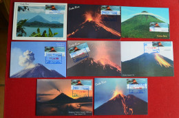 Costa Rica Collection 8 Maxicards Volcano Arenal Carte Maximum Cancel Nuevo Arenal Volcan - Vulkane