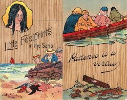 Little Footprints In The Sand Patience Is A Virtue 2x Old Comic Postcard S - Humor