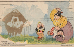 Cause & Effect Strict Mother Discipline Smacking Child Comic Old Postcard - Humor