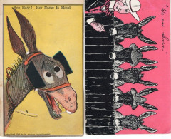 Donkeys We Are Seven Maud 2x Incl REAL Moving Rotating Old Comic Postcard S - Humour