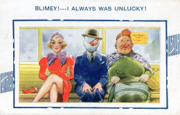 Man In Bandage Sling One Eye Can Only See Ugly Lady Old Comic Postcard - Humour