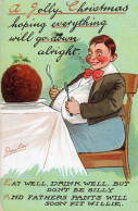 Christmas Pudding Fathers Underwear Weight Gain Old Comic Postcard - Humor