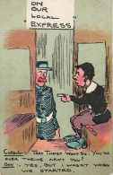 Man Buys Childrens Ticket Railway Train Inspector Old WW1 Comic Postcard - Humor