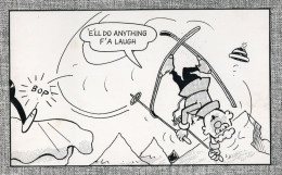 Andy Capp Kicks Flo While Skiing Old Holiday Comic Postcard - Humour