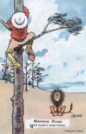 Situations Vacant Man Climbing Tree Climber Lion Old Comic Postcard - Humour