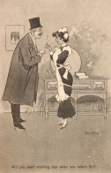 French Maid Offering House Master Sexy Favours Old Comic Postcard - Humor