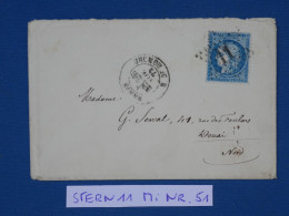 DP1 FRANCE LETTRE RR 1872 ETOILE DE PARIS N°11 ST HONORé  A DOUAI  +N°60 + AFF. INTERESSANT+++ - 1849-1876: Classic Period