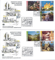 Austria UN Postwervaltung Wien FDC 1-3-2002 Complete Set Of 6 On 2 Covers With Cachet - FDC