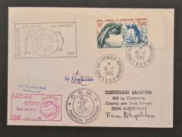 TAAF,  Timbre Numéro 106 Oblitéré De Kerguelen Le 10/2/1985. Marion Dufresne.  Lettre Signée Par Le Commandant. - Covers & Documents