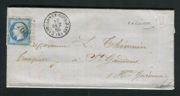 Rare Lettre D'Engomer Par Castillon En Couserans Pour Saint Gaudens ( 1865 ) - Cachet GC 768 - 1849-1876: Classic Period