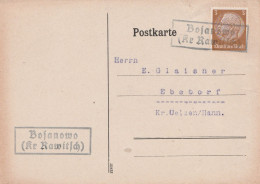 Schlesien Deutsches Reich Karte Mit Landpoststempel Bojanowo Kr Rawitsch Bajanowe - Covers & Documents