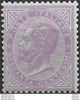 1863-65 Italia VE II 60c. Lilla Torino MNH Sassone N. T21 - Otros & Sin Clasificación