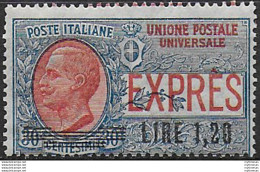 1921 Italia Espresso Lire 1,20 Su 30c. 1v. Mc MNH Sassone N. 5 - Andere & Zonder Classificatie