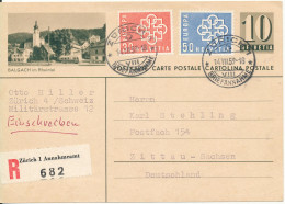 Switzerland Registered Uprated Postal Stationery Card Sent To Germany Zürich 14-7-1959 - Enteros Postales