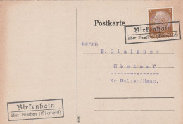 Schlesien Deutsches Reich Karte Mit Landpoststempel Birkenhain über Beuthen Landkreis Tarnowitz - Covers & Documents