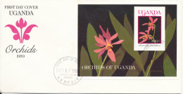 Uganda FDC 18-12-1989 Mini Sheet ORCHIDS With Cachet - Oeganda (1962-...)