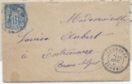 ALGERIE Lettre Càd CHERAGAS Type 24 S/ Timbre Type SAGE 1882 RRR Indice 21 - 1877-1920: Période Semi Moderne