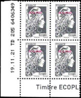 France Poste N** Yv:5251A-a Mi: Marianne L'engagée Philaposte Coin D.feuille X4 Daté 19-11-21 - Unused Stamps