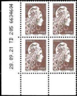 France Poste N** Yv:5249A Mi: Marianne L'engagée Philaposte Coin D.feuille X4 Daté 28-09-21 - Nuevos