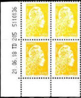 France Poste N** Yv:5248 Mi:7070yA Marianne L'engagée Phil@poste Coin D.feuille X4 Daté 21-06-18 - Unused Stamps