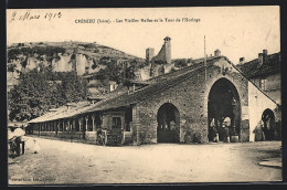 CPA Crémieu, Les Vieilles Halles Et La Tour De L`Horloge  - Crémieu